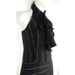 David Rodriguez black frill front backless dress silk